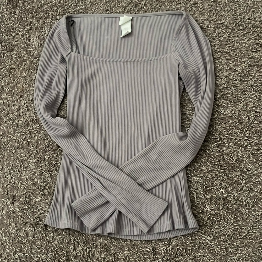 Purple square neck shirt